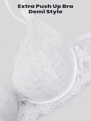 Image of Women Lace Push Up Bras Add Two Cups Size Thick Padded Plunge Cleavage Underwire Bra