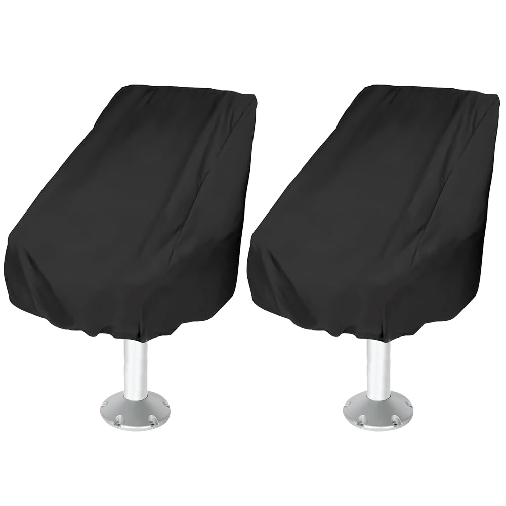 Lot de 2 housses de siège de bateau imperméables, réglables en tissu Oxford 210D pour chaises de yacht (noir)