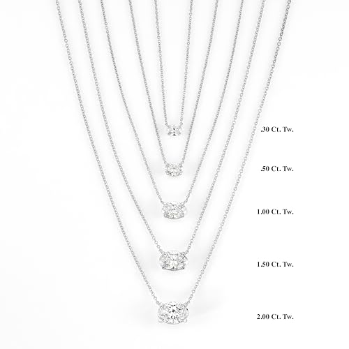 IGI Certified 1/3 to 3 Carat Oval Lab Grown Diamond Horizontal Solitaire Pendant Necklace for Women I 14k Gold Necklace (G-H, VS1-VS2, cttw) 16 to 18 Inch Long Adjustable Chain3
