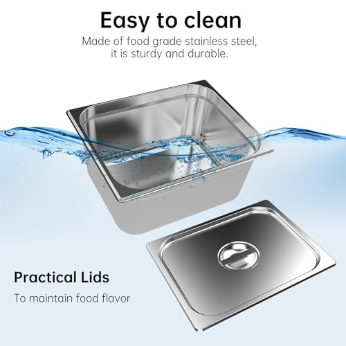 Valgus Kommerziell Edelstahl 4 Sektionen 15L Bain Marie Speisenwärmer Buffet Server mit Deckel und Wasserhahn für Haus, Catering, Restaurants – Bild 5