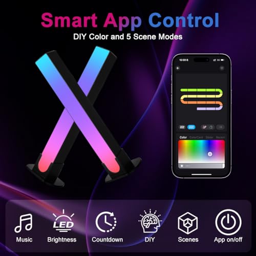 HOTUT Smart LED Light Bars,2 Packs TV Backlight Gaming Lights,Entertainment Lighting,RGB Flow Light Bars,Remote Control and App Control,Music Sync for PC,Ambient Lighting - Image 5