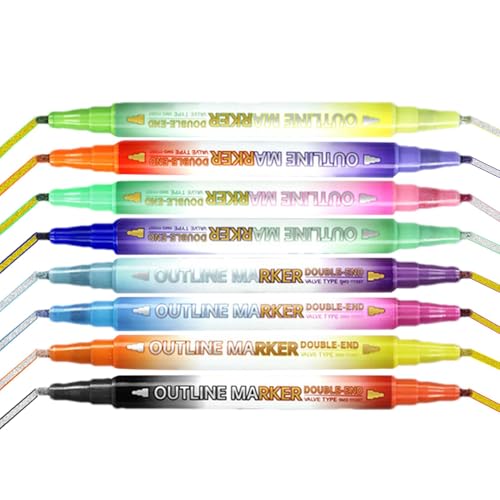 Rotuladores de contorno, marcadores de contorno para | Marcadores de contorno automático de 16 colores - Bolígrafos de dibujo de lentejuelas, suministros de dibujo para garabatos, para fabricación de