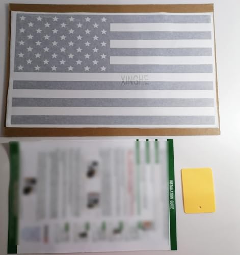 Image of Xinghe for Chevy Colorado GMC Canyon 2015-2026 Rear Middle Window American Flag Decal, Matte Silver USA Flag Sticker for Truck Back Sliding Glass Window