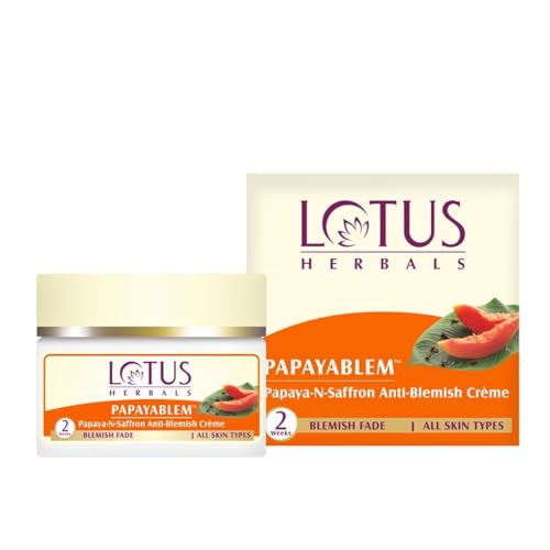 Image of Lotus Herbals Papayablem Papaya & Saffron Anti-Blemish Cream | For Dark Spots, Pigmentation & Uneven Skin Tone | 50g (Pack of 3)
