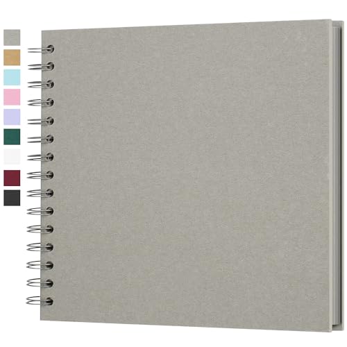 Yopih DIY Scrapbook Album 20.5x20.5 cm Hardcover Kraft Paper Scrap Book with 20 Sheets Memory Book for Family and Wedding Photography Light Grey