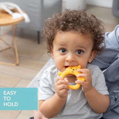 Image of Bumkins Disney Baby Teething Freezer Toy Keys Rings, Soft Flexible Platinum Silicone Pacifier to Chew, Cool Teether Gum Relief, Essentials for Babies 3 Months, Freezable, Sensory, Winnie The Pooh