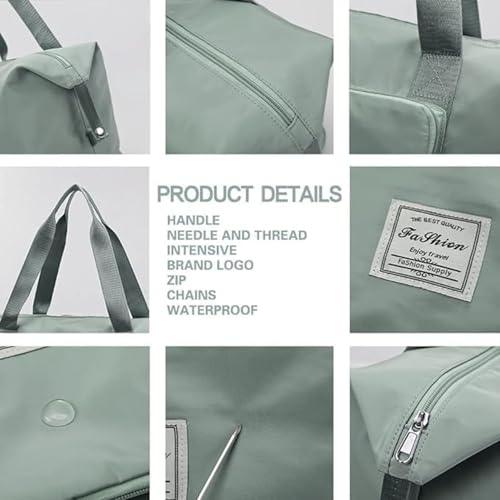 Image of Nylon 41 Liter Expandable Travel Bag for Women, Stylish Duffle Bag for Travelling, Waterproof Luggage Hand Bag (Light Green)