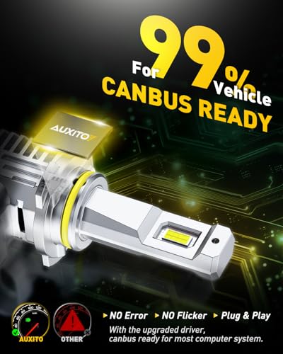 Image of AUXITO 9006 Led Bulbs, 900% Super Brighterness, 6500K Cool White, 1:1 Mini Size, Lasting Lifespan, Truly Plug And Play, Pack of 2