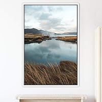 Framed Canvas Wall Art Mountain Lake View Global Landscape Mountain Multicolor Photography Relax/Calm - 16x24 inches