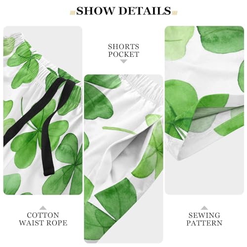 Patricks Four-leaf Clovers Mens Pajama Shorts Men's Pajama Bottoms Soft Sleepwear S4