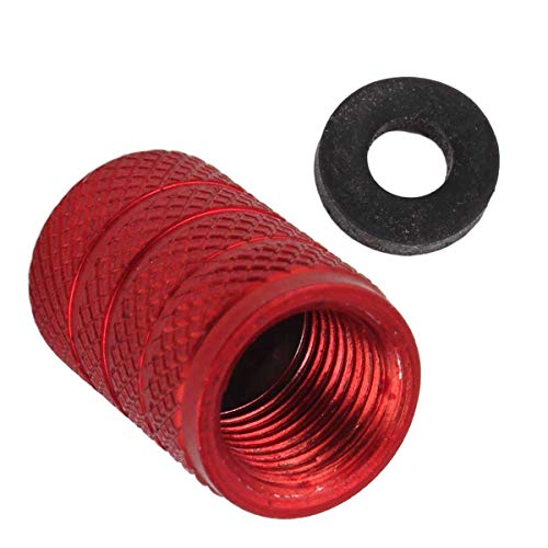 Image of Winka Round Tire Stem Valve Caps Aluminium Car Dustproof Caps Tire Wheel Stem Air Valve Caps, 5 Pieces Red