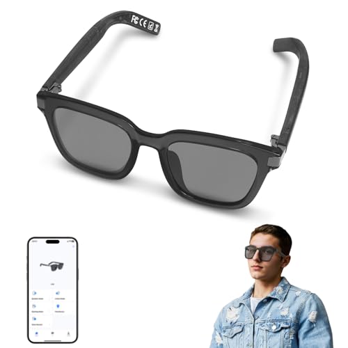 Smart AI Bluetooth Glasses for Women/Men with 144 Language Instant Translation & Interpretation, Outdoor Mode UV Protection, Touch Control and Voice Control- Large Frame Design(Gray)