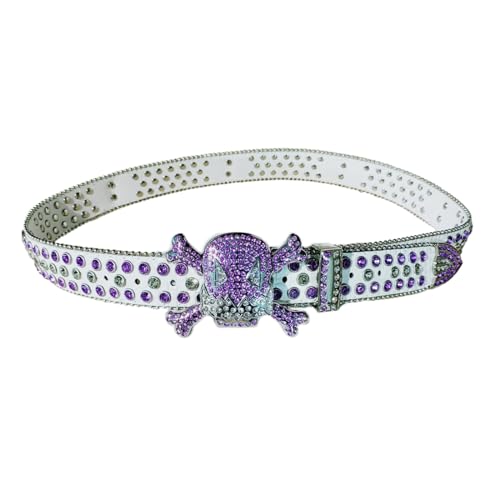 Head Skull Buckle Belts Women PU Leather Strap Rhinestone Buckle Belts Western Cowboy Girls Fashion Belt For Jeans