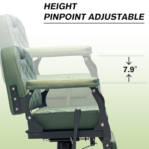 Image of Professional Barber Chair, Heavy Duty 550lbs Salon Chair with Hydraulic Lift & 360 Swivel - Reclining Hair Stylist Chair for Salon, Barbershop (Vintage Green)