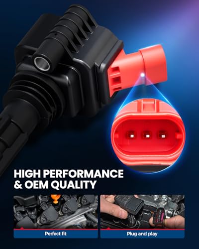 Image of KAX 4 Ignition Coils for Fiat 500L 2014-2020, Renegade 2015-2018 1.4T | Fits 500 2018-2019 1.4T, 500X 2016-2018 1.4T Replaces UF673
