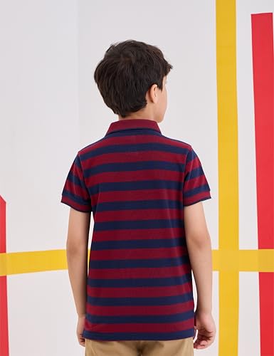 Image of Amazon Brand - Symbol Boys Cotton Rich Striped Polo Tshirt | Collar Tshirts | Half Sleeves | Regular Fit