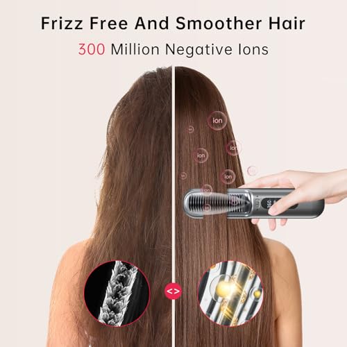 Cepillo Alisador de Pelo Inalámbrico portátil gris miniatura 7