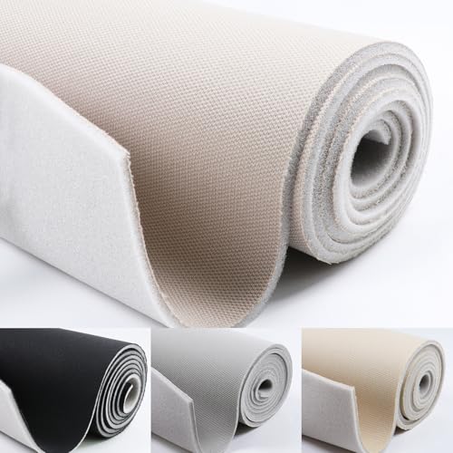 Foam Backed Automotive Flat Knit Headliner Fabric Roof Lining Upholstery Craft Replace (Gray beige, 1.5M x 2.8M)