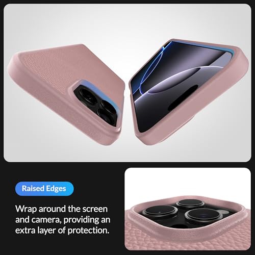 Protection iPhone 16 Pro Max cuir compatible Magsafe rose