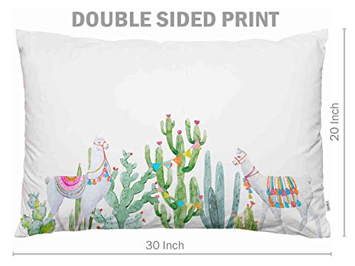 Ekobla Throw Pillow Cover Llama Cactus Hand Drawn Cute Animal Alpaca Boho Tribal Design High Land Plants Decor Lumbar Pillow Case Cushion For Sofa Couch Bed Standard Queen Size 20X30 Inch #TOP6