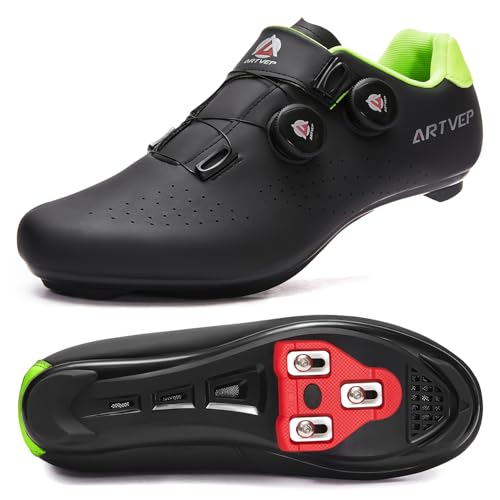 Zapatillas de Ciclismo para Hombre Zapatillas de Bicicleta de Carretera para Mujer compatibles con Look SPD SPD SL Delta Cleats Negro EU44