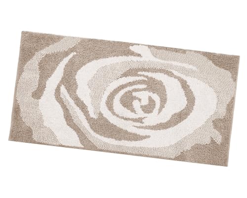 emmevi Tappeto Bagno Scendiletto Morbido Puro Cotone Rosa Elegante Assorbente Antiscivolo 65x140 Beige