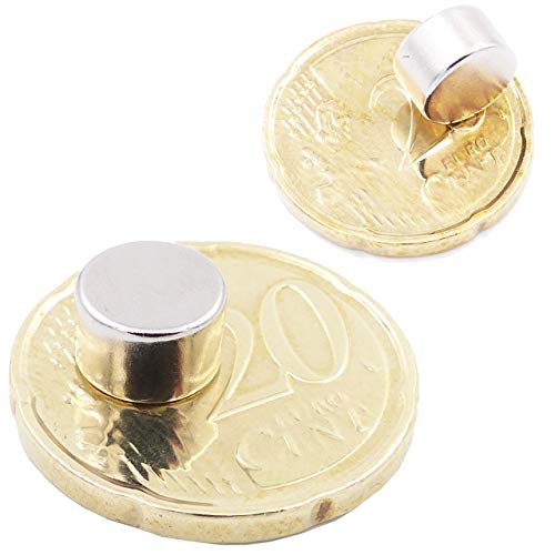 Brudazon | 20 Mini Imanes Discos 8x5mm | N52 Nivel más Fuerte - Los imanes de neodimio Ultra Fuertes | Imán del Poder para la Toma de Modelo, Foto, Pizarra Blanca | Pequeño, Redondo y Extra Fuerte