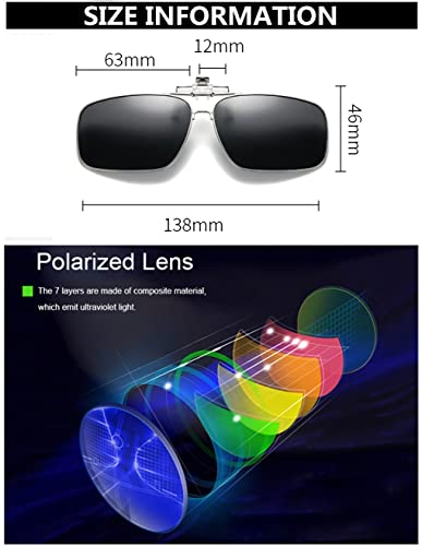Image of Clip on Flip up Polarized Lens For Prescription Glasses UV Protection Sunglasses (Clear lenses not Polarized)