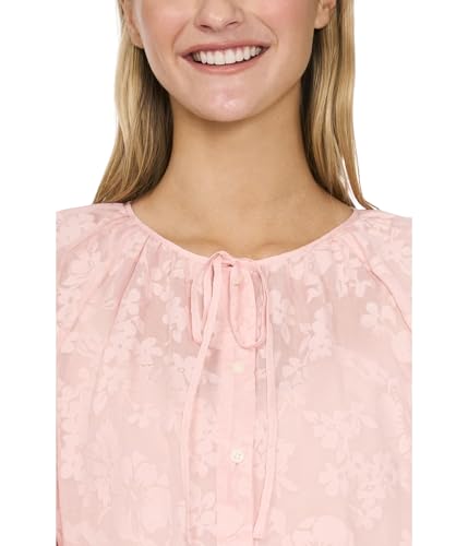 CeCe Women's Button Up Top W/Puff Sleeves & Front Tie3