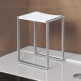 KEUCO PLAN Stołek prysznicowy, nośność do 100 kg, aluminium chromowane, siedzisko z tworzywa sztucznego białe, 36,5 x 34 cm, stołek łazienkowy i pod prysznic