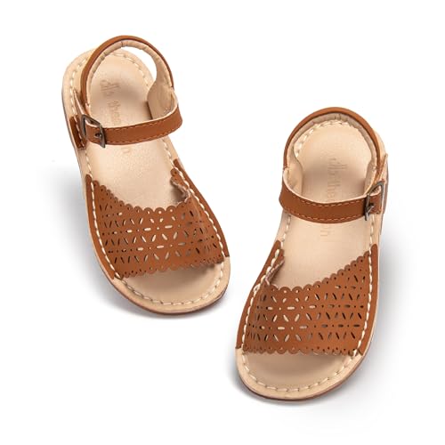 Image of THEE BRON Toddler Girls Vintage Open Toe Sandals Cushioned Comfy Summer Dress Shoes