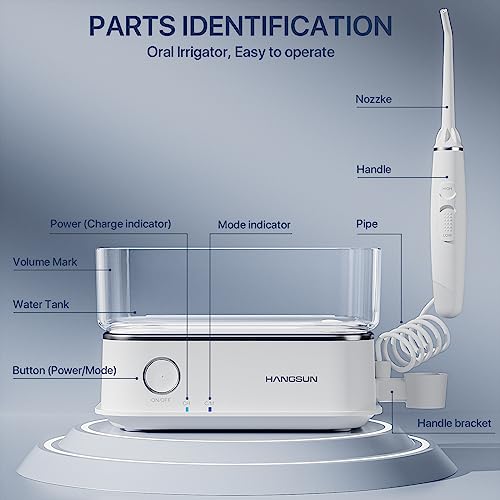 Hangsun Portable Water Flosser Hoc850 Oral Irrigator 360° Rotation 5 Pressure Levels 450Ml Travel Water Teeth Cleaner Hoc850 Ipx7 Waterproof For Braces Care, 2 Modes For Clean And Massage #TOP5