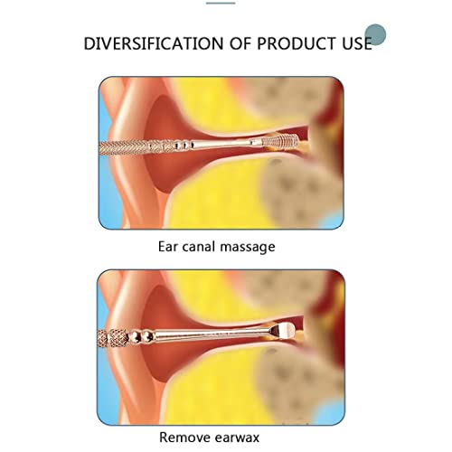 Spring Ear Wax Cleaner Tool Set Ear Cleaner Ear Cleaner Tool Ear Wax Removal Spoon Double Ended With Stainless 360° Spiral Ear Massage Cleaning Tool Ear Cleaner Cleaning Brush And Storage Box Gold #TOP5