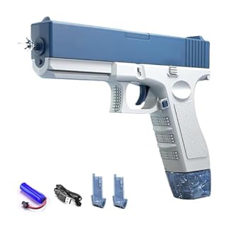 RUBAZI Electric Water Gun, One-Button Automatic Squirt Gun, 2 Water Clips Squirt Guns Up to 32 FT Range, Powerful Water Blaster for Kids Adults Boys Girls Summer Swimming Pool Party Beach OutdoorQ