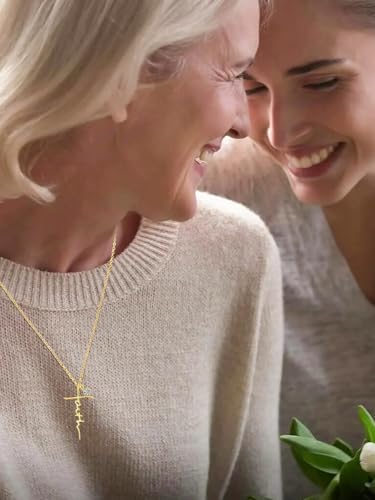 Faith Necklace for women, Wedding Anniversary Birthday Gifts for Wife Her Mom, White Gold/14K Gold/Rose Gold Cross Jewelry, Womens Christian Jewel with Birthstone Pendant3