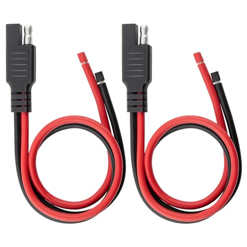 Oyviny 12AWG SAE Connector Cable 1 Feet 2 Pin SAE Single Ended Quick Connector Disconnect Plug Solar Panel Connector Extension Cable 33CM for Motorcycles Vehicle Tractors Solar Panel 2PCS
