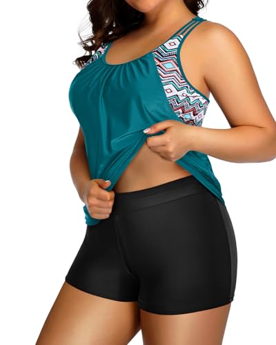 Image of Womens Plus Size Tankini Swimsuit Two Piece Tummy Control Bathing Suit