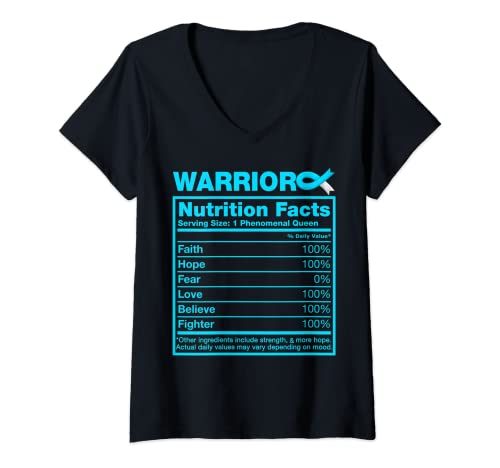 Femme Warrior Survivor Funny Sensibilisation au cancer du cervical T-Shirt avec Col en V