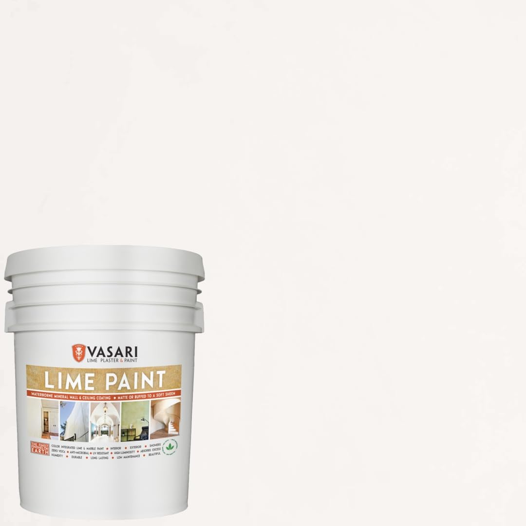 VASARI Lime Plaster & Paint | LIME PAINT | Made from Natural Lime and Powdered Marble | color: White Sand #12 | size: 5 Gallon