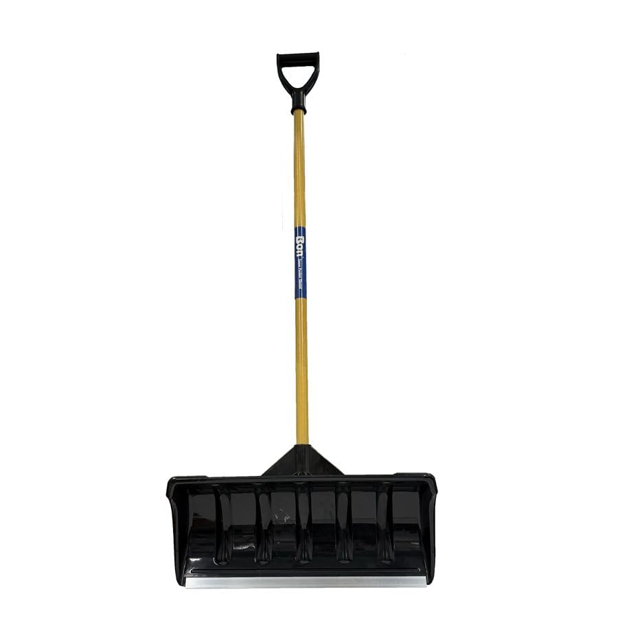 Bon Heavy Duty Snow Pusher – ABS Plastic Head with 1½ in. Fiberglass “D” Handle and 20½ in. Metal Blade for Fast, Efficient Snow Clearing