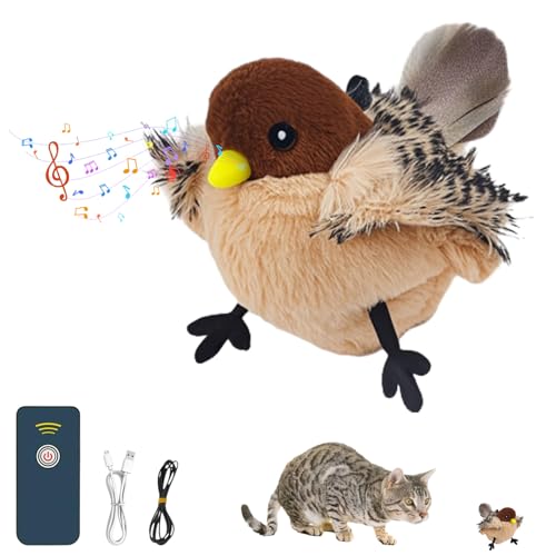 LPFKYT Flying Bird Cat Toy, Interactive Chirping Bird Cat Toy, Flapping Bird Cat Toys Flying, Electronic Bird Simulation Cat Toys for Bored Indoor Adult Cats (C)