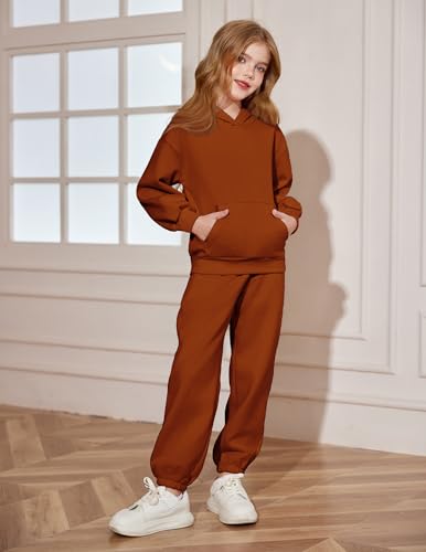 Image of Arshinet Girls 2 Piece Outfits Hoodie Sweatsuit Sets Oversized Sweatshirt and Baggy Fall Fashion Sweatpant with Pockets