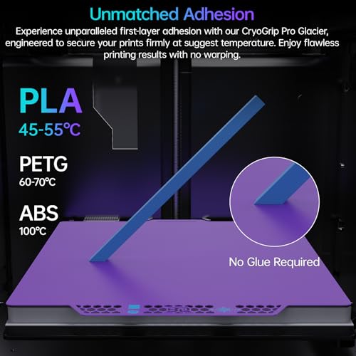 Image of BIQU CryoGrip Pro Glacier Purple Compatible with Bambu-Lab P1S /P1P /P2S /X2D /X1C /X1E /A1 3D Printers 257x257MM Panda Build Plate Double Sided Upgrade Removable Surface Platform