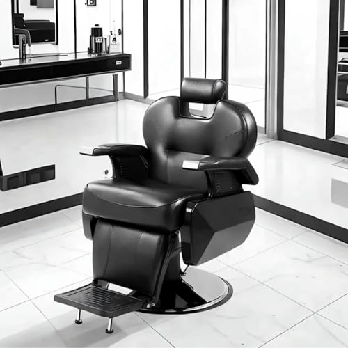 Joiemebi Silla de peluquería, Peluquería 360 ° hidráulico reclinable Silla de peluquería para el salón Profesional, 96 x 94 x 84 cm, Negro