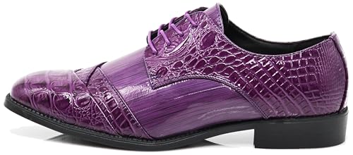 Image of STW Men's Alligator Crocodile Print Oxfords Fashion Lace Up Dress Shoes
