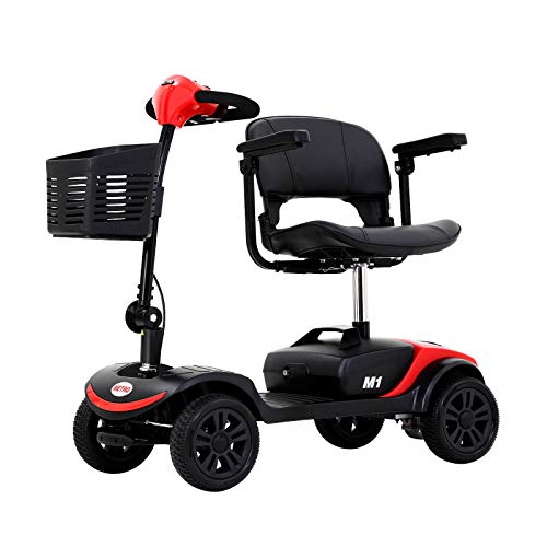 Metro Mobility Electric Mobility Scooter for Seniors Adults - Foldable Tiller - Compact for Travel - 12 Ah Battery - 4 Wheel - M1Lite Red