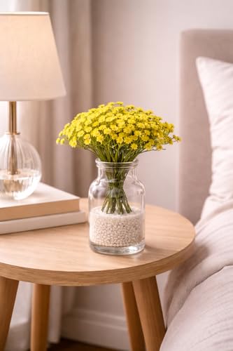 Image of SATYAM KRAFT 20 Pcs Artificial Baby's Breath Flowers (Gypsophila) Bouquet for Gifting, Home Decor, Bedroom, Table Centerpiece, DIY Craft, Wedding Decoration (28.5 cm, Without Vase) (Yellow)