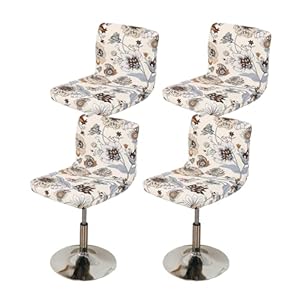 FUANGUI Bar Stool Covers Set of 4, Stretch Bar Stool Chair Cover Slipcovers, Floral Print Counter Stool Bar Chair Covers for Kitchen Pub Dining Room (Floral Beige)