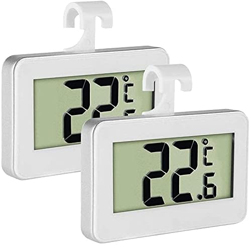 INFUZSION Fridge Thermometer 2 Pack - Waterproof Digital Freezer Room Thermometer - LCD Refrigerator Thermometer with Hanging Hook and Retractable Stand