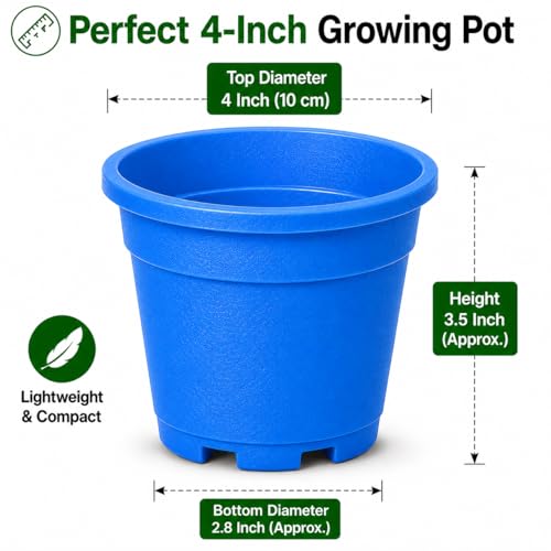 Image of Indian Gardens - 4 inch Indoor (Pack of 10) Plastic Small Colour pots | Plastic Plant Pot for Terrace Garden (Blue)